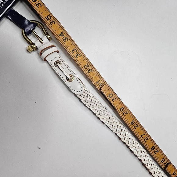 NEW Sperry Braided Woven Skinny Belt Women's XL‎ White Leather NWT - Picture 7 of 7